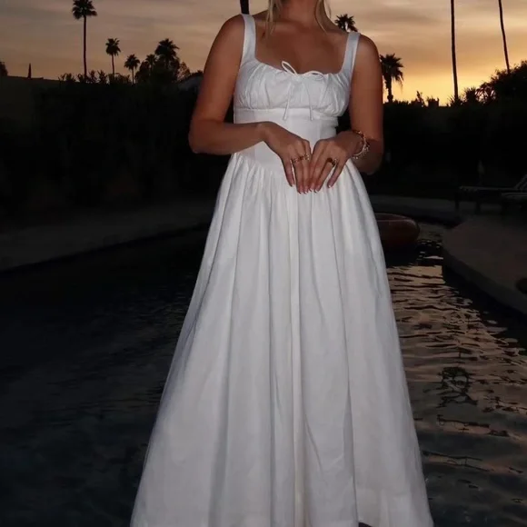 Reformation Balia Linen Dress in White - Picture 1 of 5